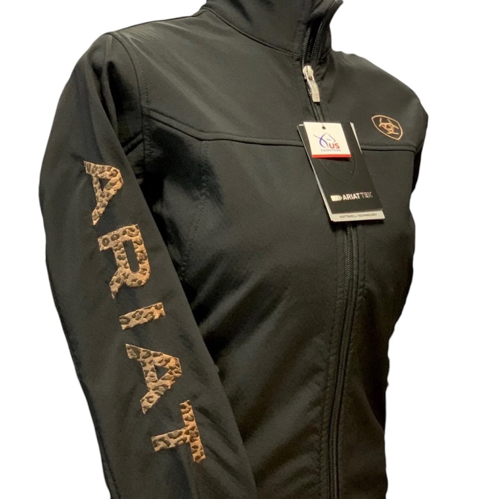 Brand New Ariat Black Jacket with Leopard Print Logo